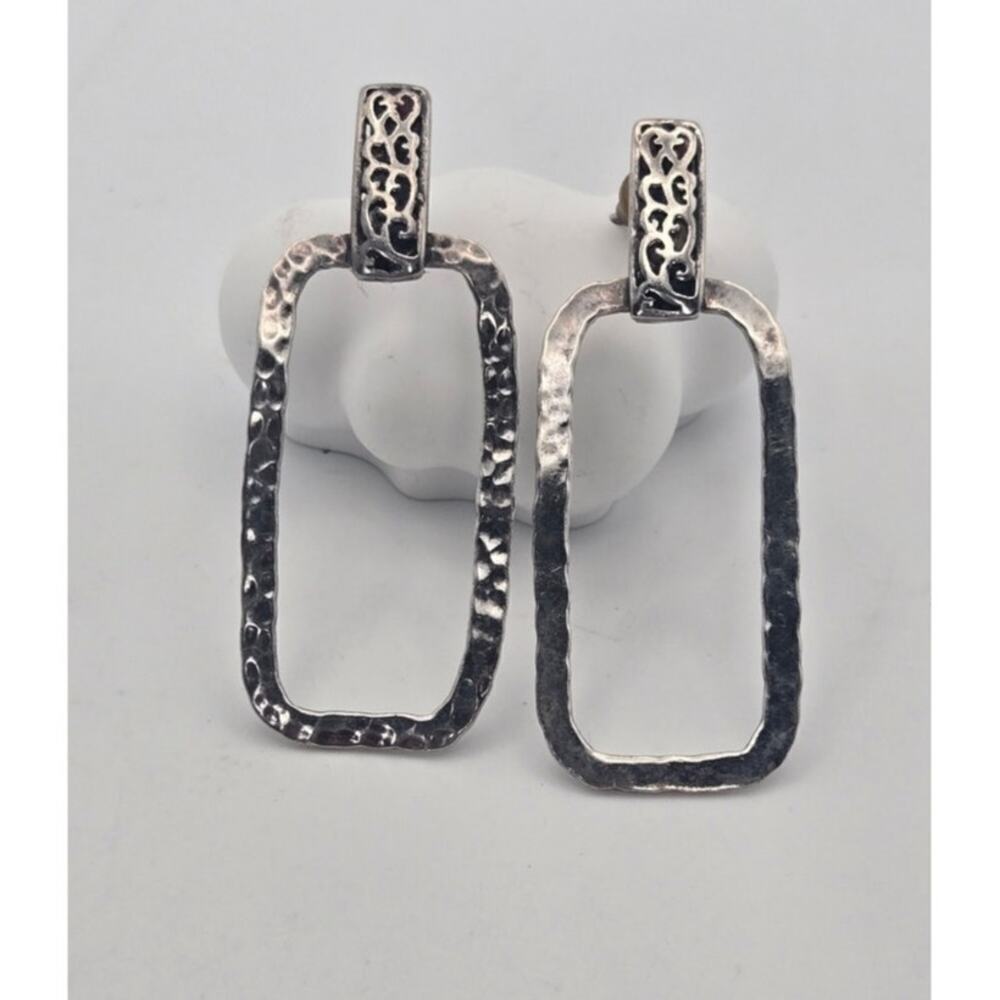 Turkey 925 Silver Handmade Hammered Ladies Earrings - Picture 2 of 8